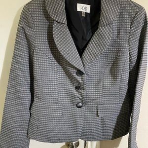 Le Suit Petite  Black/ Multi 2PC Pant Suit